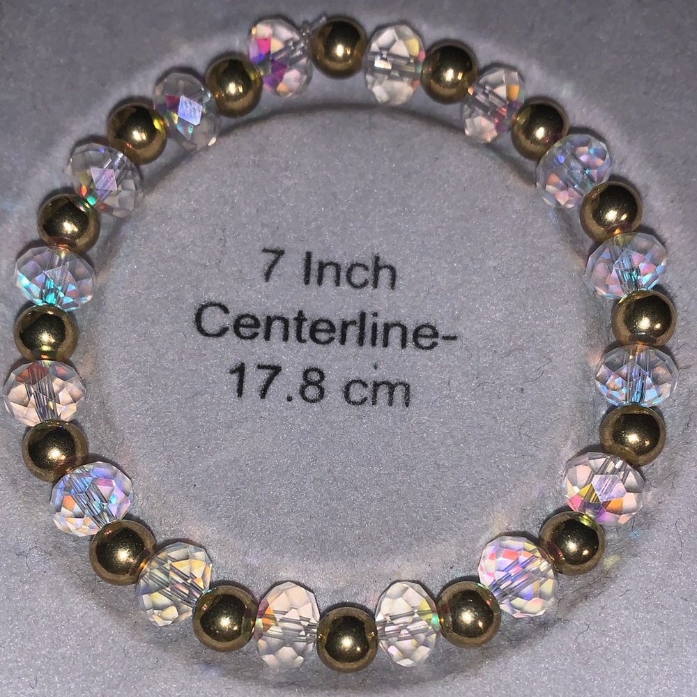 Gold and Aurora borealis Crystal stretch Bracelet